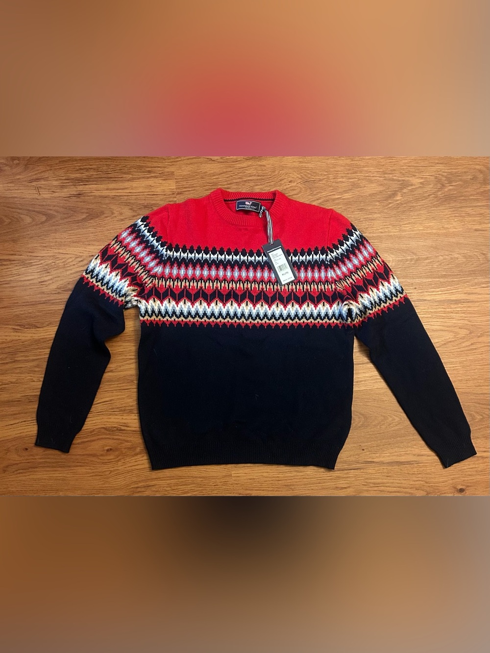 Vineyard Vines Red, Navy & White Fair Isle Crewneck Sweater (NWT)
